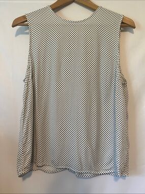 POPSUGAR Polka Dot Sleeveless Shirt Full Length Back Buttons Sz L Capsule